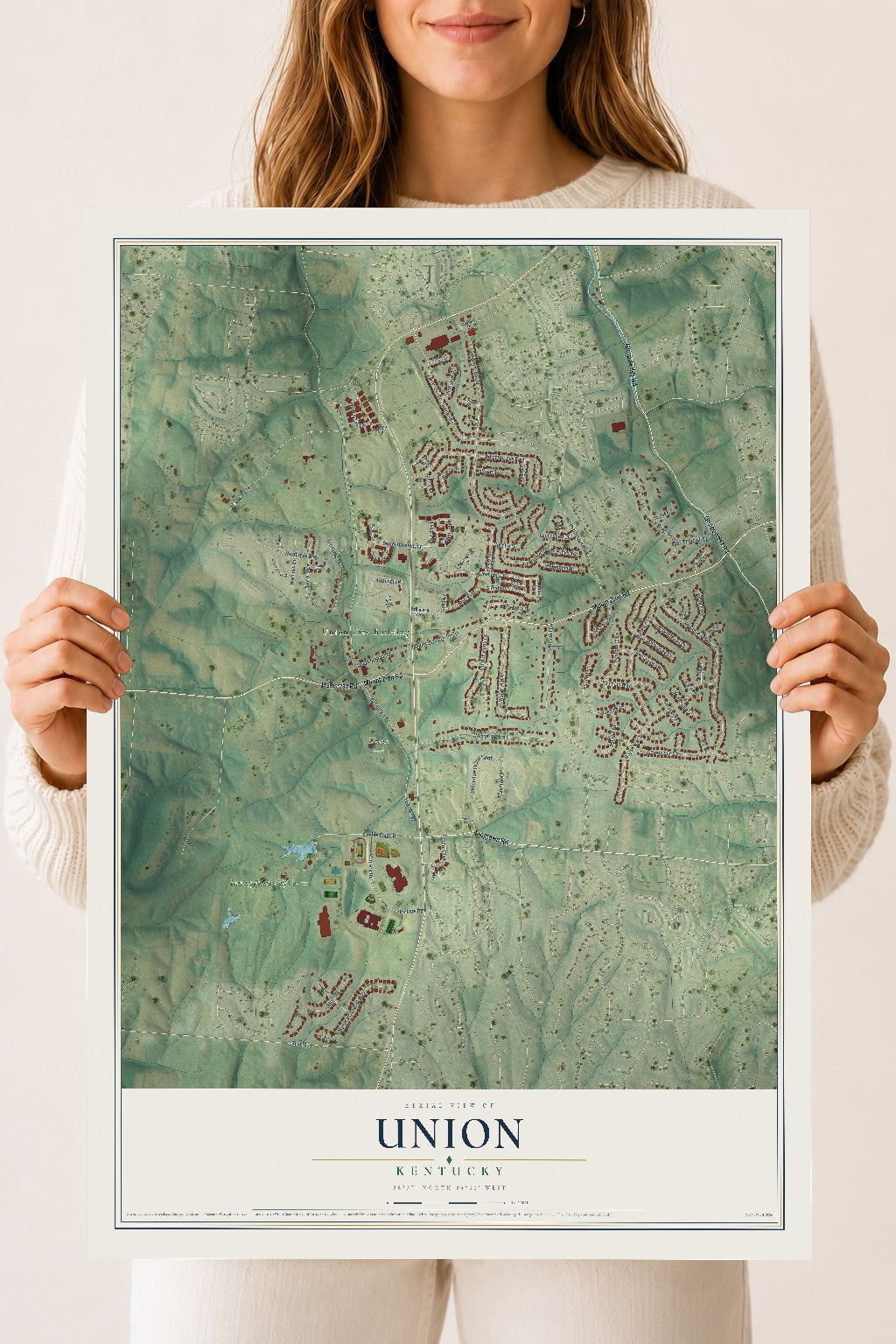 Map of Union, Kentucky, 18 x 24 inch unframed archival matte print