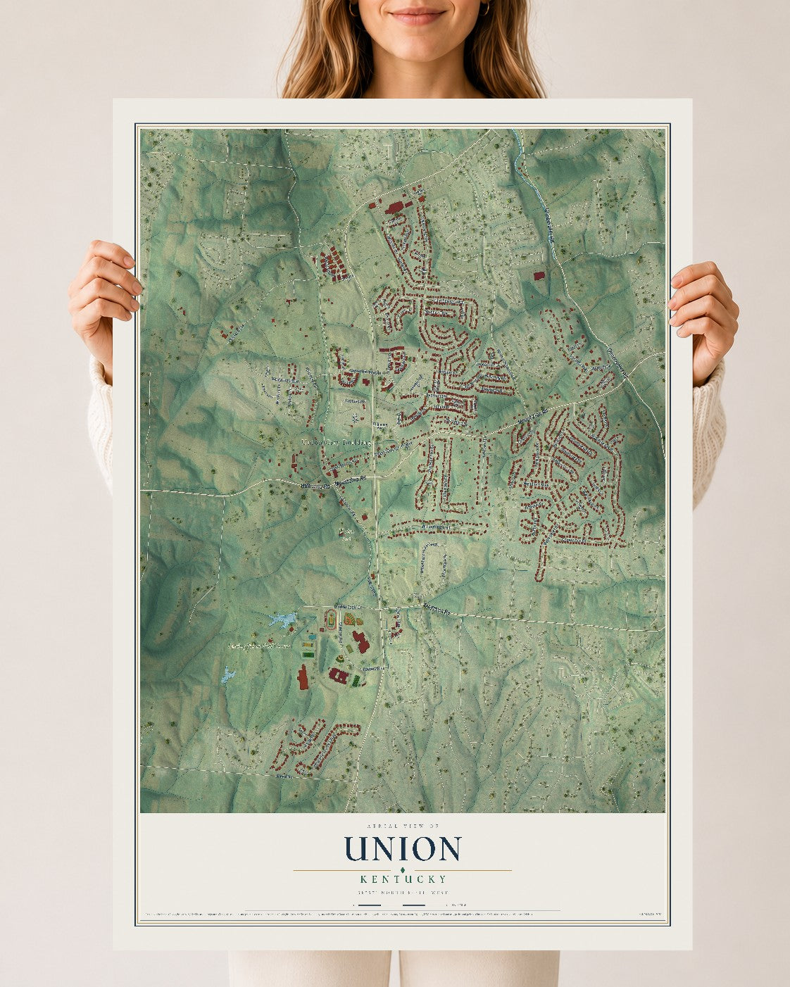 Map of Union, Kentucky, 24 x 36 inch unframed archival matte print