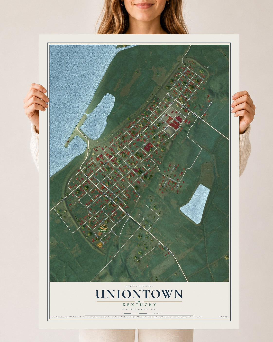 Map of Uniontown, Kentucky, 24 x 36 inch unframed archival matte print