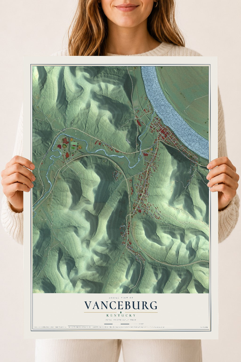 Map of Vanceburg, Kentucky, 18 x 24 inch unframed archival matte print