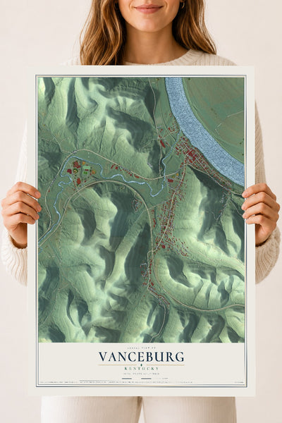 Map of Vanceburg, Kentucky, 18 x 24 inch unframed archival matte print