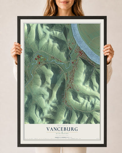 Map of Vanceburg, Kentucky, 24 x 36 inch print in a black wood frame
