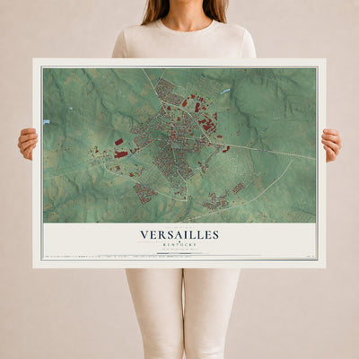 Map of Versailles, Kentucky, 24 x 36 inch unframed archival matte print