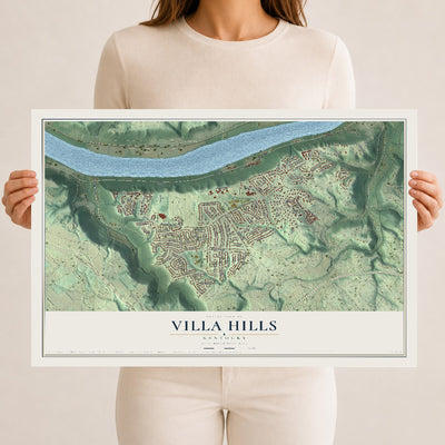 Map of Villa Hills, Kentucky, 12 x 18 inch unframed archival matte print