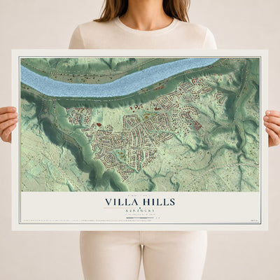 Map of Villa Hills, Kentucky, 18 x 24 inch unframed archival matte print