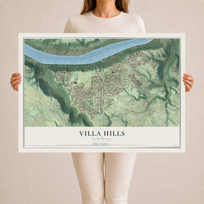 Map of Villa Hills, Kentucky, 24 x 36 inch unframed archival matte print
