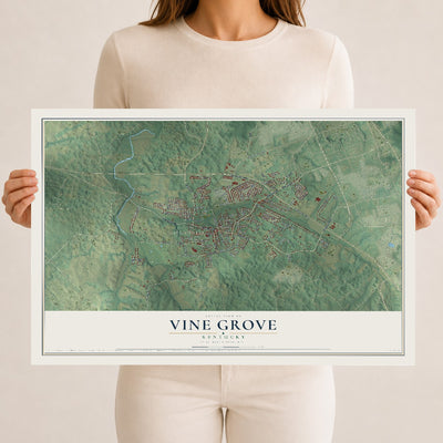 Map of Vine Grove, Kentucky, 12 x 18 inch unframed archival matte print