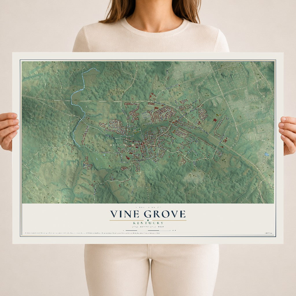 Map of Vine Grove, Kentucky, 18 x 24 inch unframed archival matte print