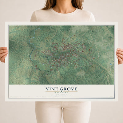 Map of Vine Grove, Kentucky, 18 x 24 inch unframed archival matte print