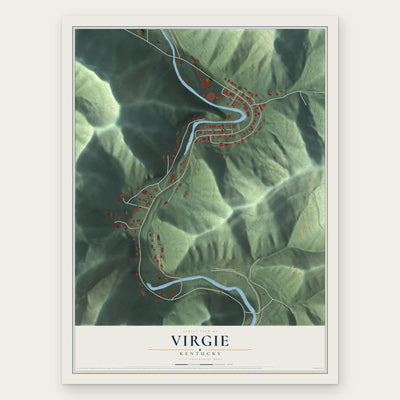 Virgie, Kentucky map print, the full design