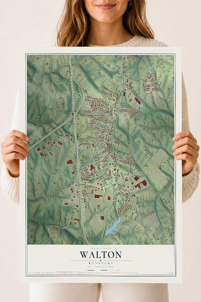 Map of Walton, Kentucky, 18 x 24 inch unframed archival matte print