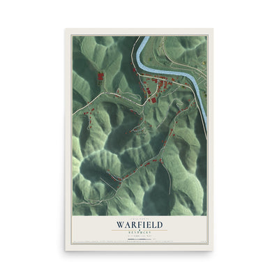 Map of Warfield, Kentucky, 12 x 18 inch unframed archival matte print