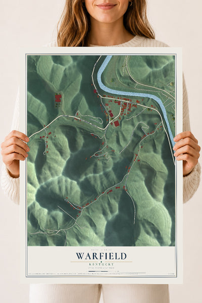 Map of Warfield, Kentucky, 18 x 24 inch unframed archival matte print