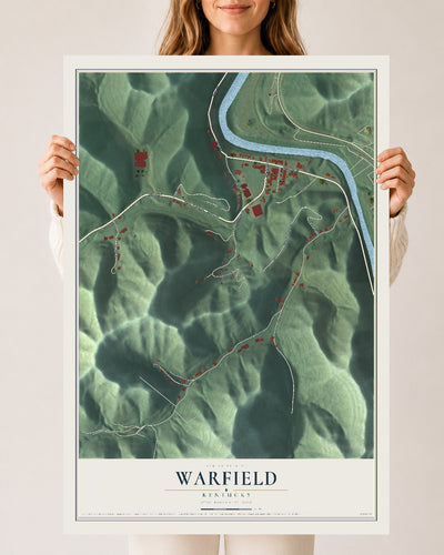 Map of Warfield, Kentucky, 24 x 36 inch unframed archival matte print