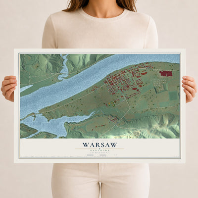Map of Warsaw, Kentucky, 12 x 18 inch unframed archival matte print