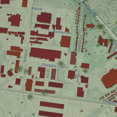 Second close-up of the map of Watterson Park, Kentucky print showing more streets and buildings