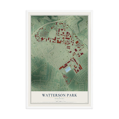 Map of Watterson Park, Kentucky, 12 x 18 inch print in a white wood frame