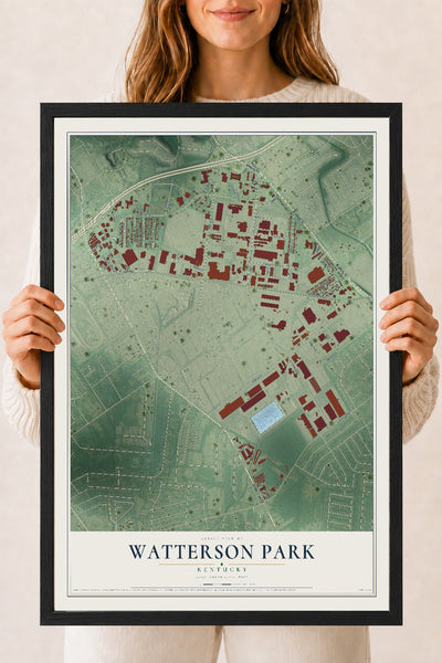 Map of Watterson Park, Kentucky, 18 x 24 inch print in a black wood frame