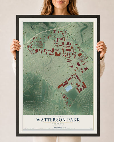 Map of Watterson Park, Kentucky, 24 x 36 inch print in a black wood frame