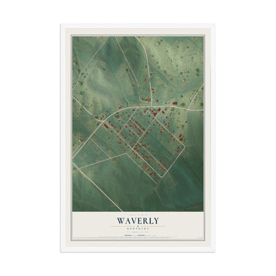 Map of Waverly, Kentucky, 12 x 18 inch print in a white wood frame