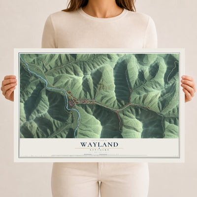 Map of Wayland, Kentucky, 12 x 18 inch unframed archival matte print