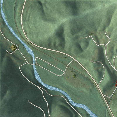 Second close-up of the map of Wayland, Kentucky print showing more streets and buildings