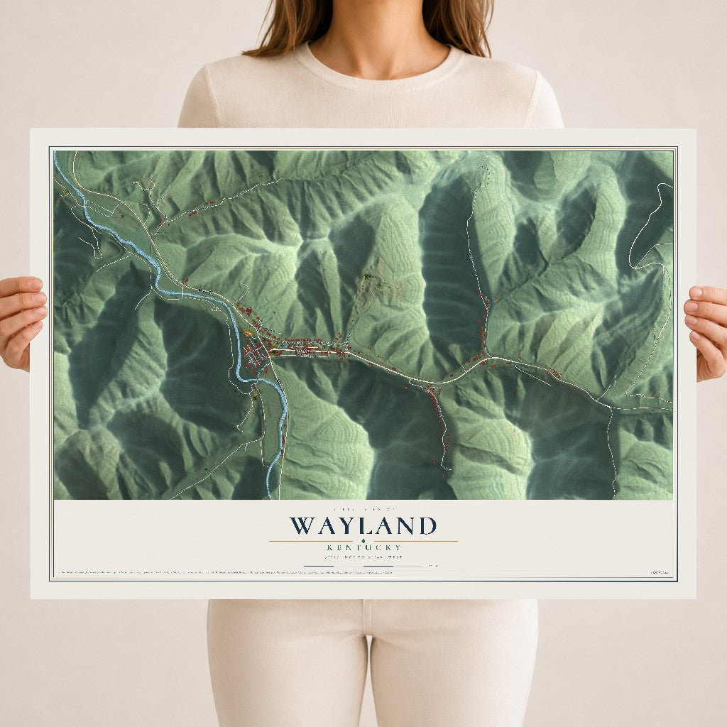 Map of Wayland, Kentucky, 18 x 24 inch unframed archival matte print