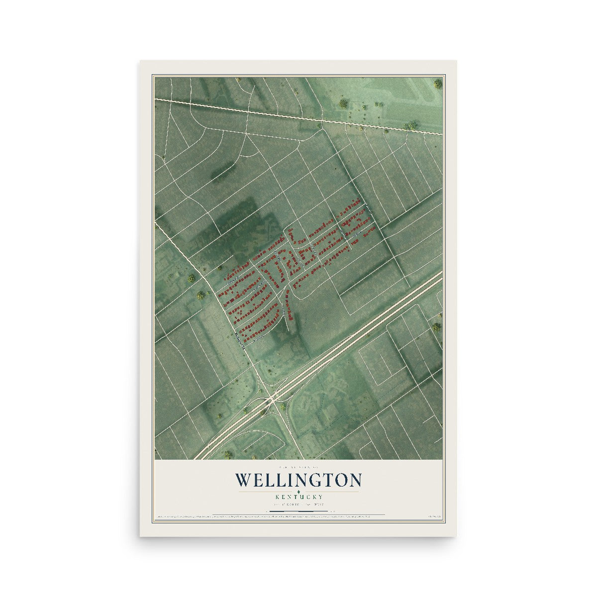 Map of Wellington, Kentucky, 12 x 18 inch unframed archival matte print