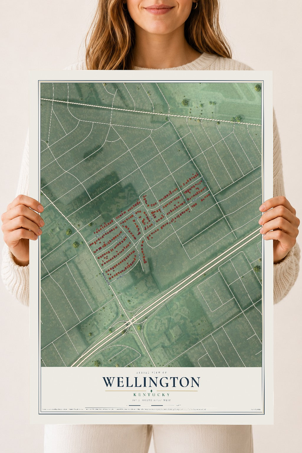 Map of Wellington, Kentucky, 18 x 24 inch unframed archival matte print