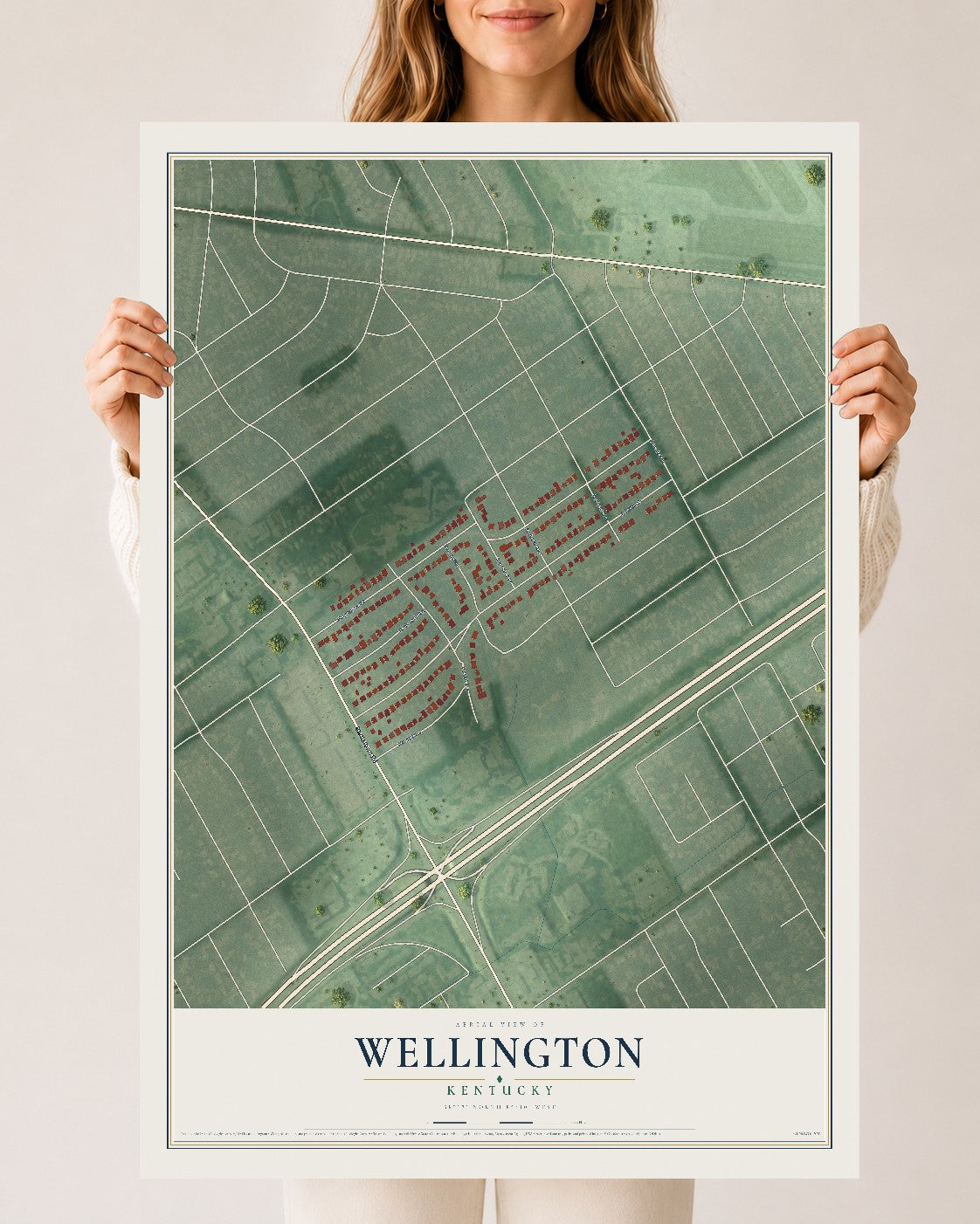Map of Wellington, Kentucky, 24 x 36 inch unframed archival matte print