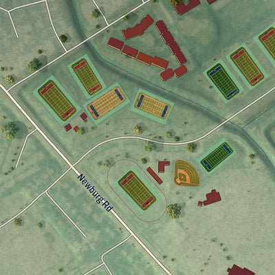 Second close-up of the map of West Buechel, Kentucky print showing more streets and buildings