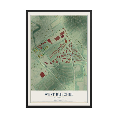 Map of West Buechel, Kentucky, 12 x 18 inch print in a black wood frame