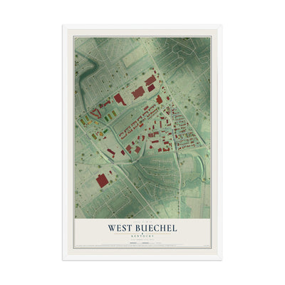 Map of West Buechel, Kentucky, 12 x 18 inch print in a white wood frame