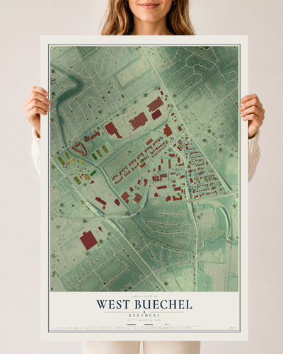 Map of West Buechel, Kentucky, 24 x 36 inch unframed archival matte print