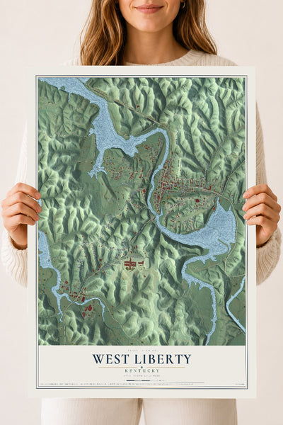 Map of West Liberty, Kentucky, 18 x 24 inch unframed archival matte print