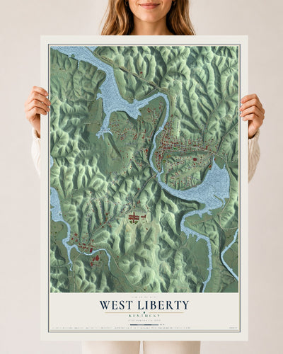 Map of West Liberty, Kentucky, 24 x 36 inch unframed archival matte print