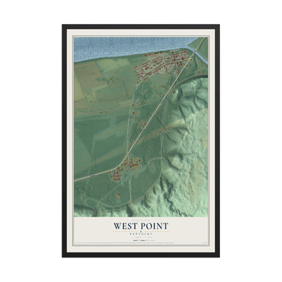 Map of West Point, Kentucky, 12 x 18 inch print in a black wood frame