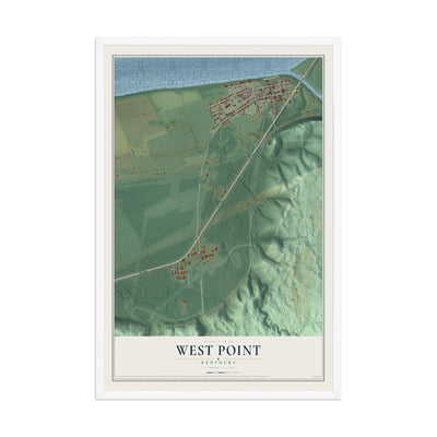 Map of West Point, Kentucky, 12 x 18 inch print in a white wood frame