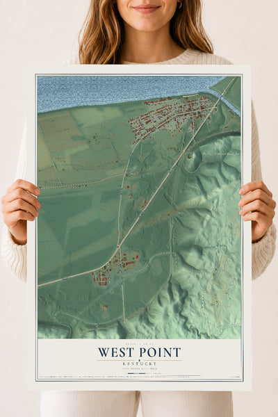 Map of West Point, Kentucky, 18 x 24 inch unframed archival matte print
