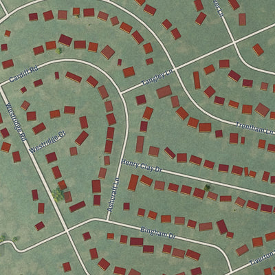 Close-up of the map of Westwood, Kentucky print showing street and building detail
