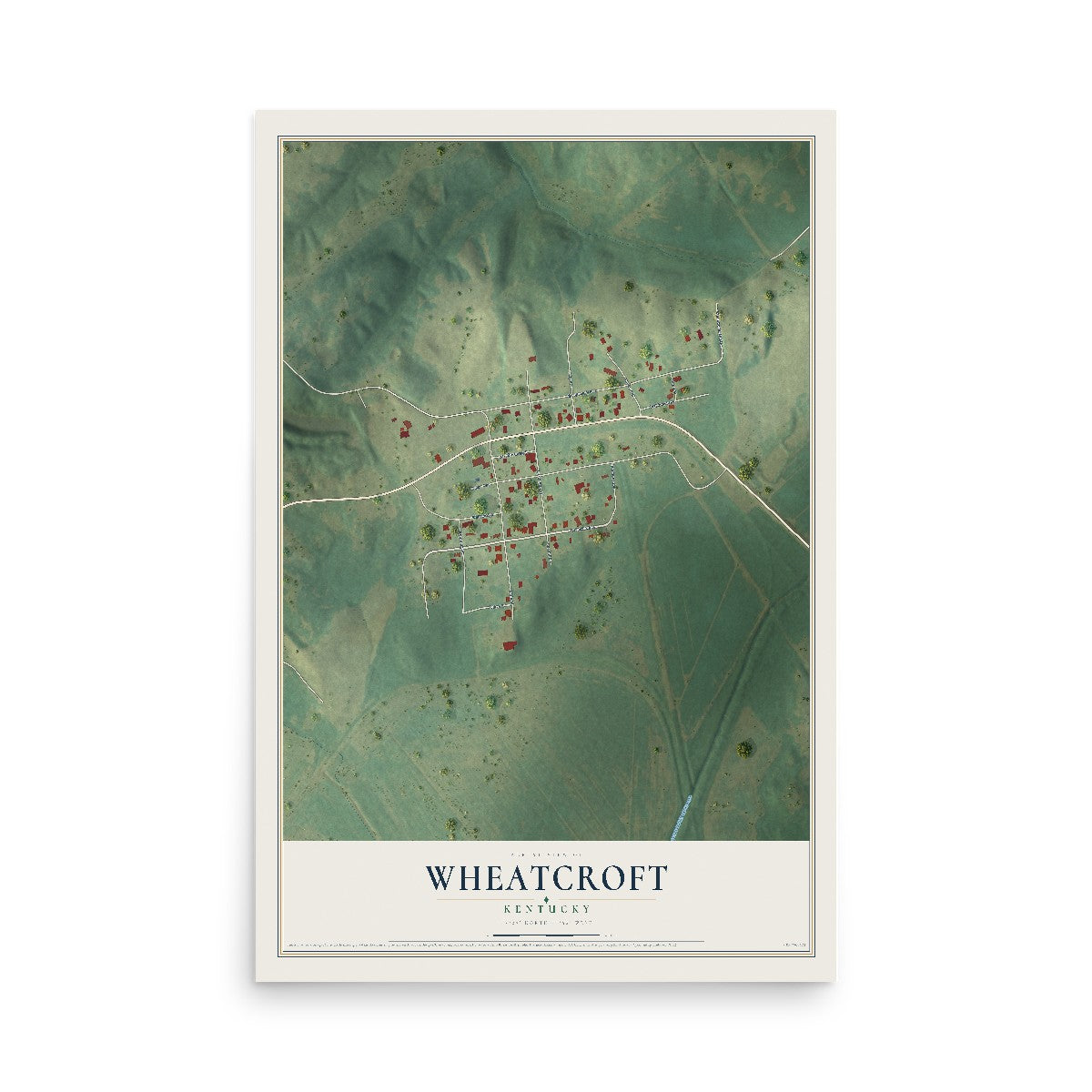 Map of Wheatcroft, Kentucky, 12 x 18 inch unframed archival matte print
