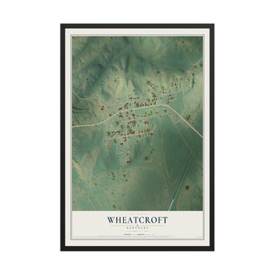 Map of Wheatcroft, Kentucky, 12 x 18 inch print in a black wood frame