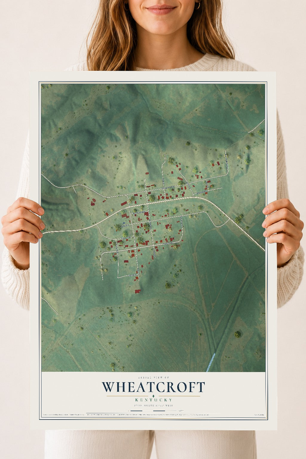 Map of Wheatcroft, Kentucky, 18 x 24 inch unframed archival matte print