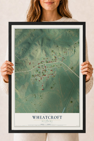 Map of Wheatcroft, Kentucky, 18 x 24 inch print in a black wood frame