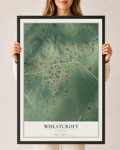 Map of Wheatcroft, Kentucky, 24 x 36 inch print in a black wood frame