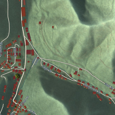 Close-up of the map of Wheelwright, Kentucky print showing street and building detail