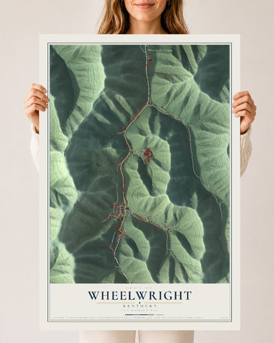 Map of Wheelwright, Kentucky, 24 x 36 inch unframed archival matte print