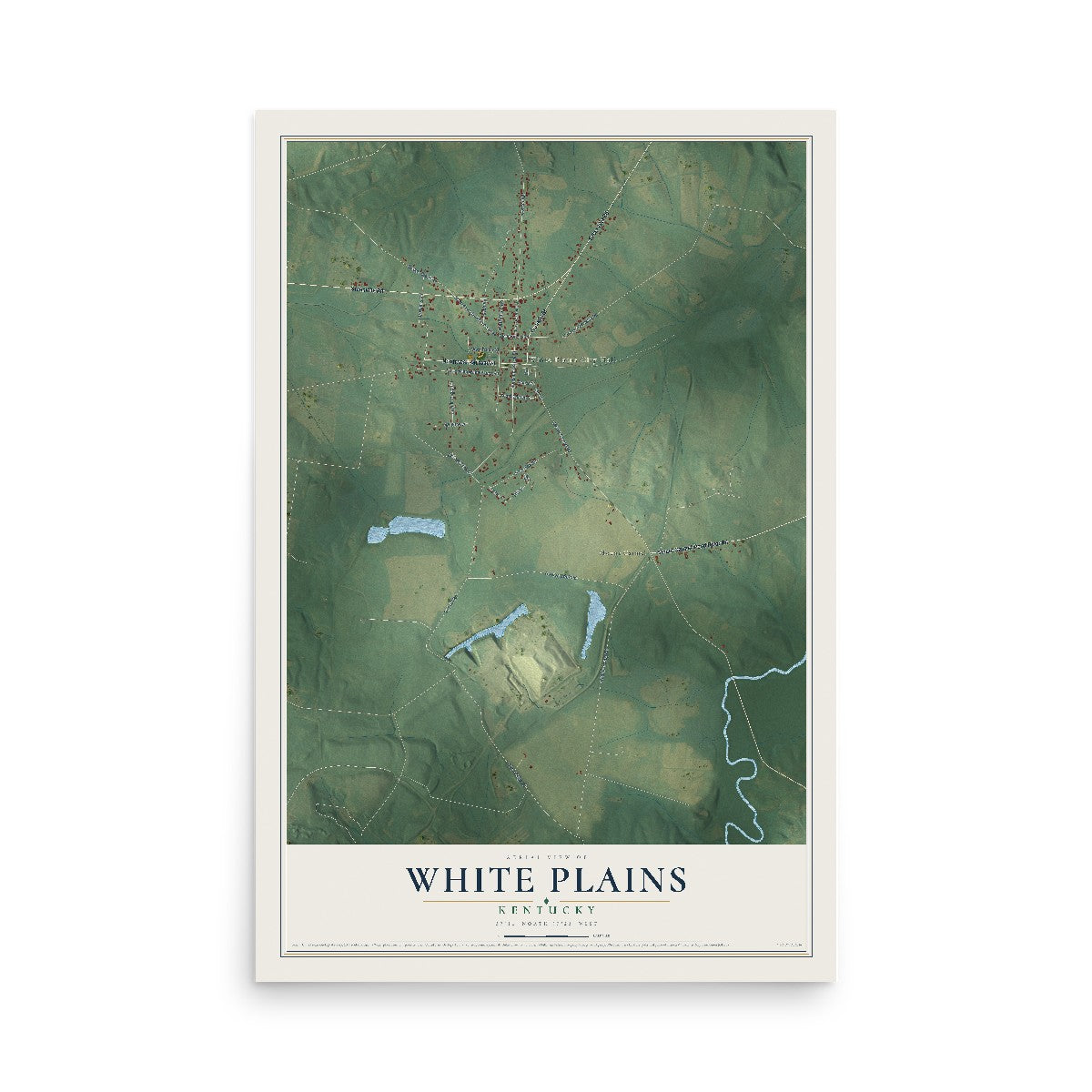 Map of White Plains, Kentucky, 12 x 18 inch unframed archival matte print