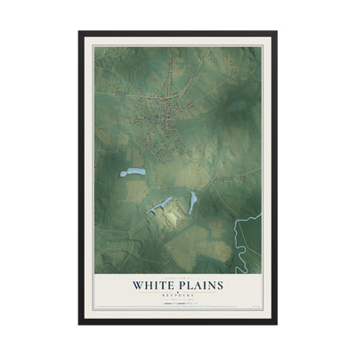 Map of White Plains, Kentucky, 12 x 18 inch print in a black wood frame