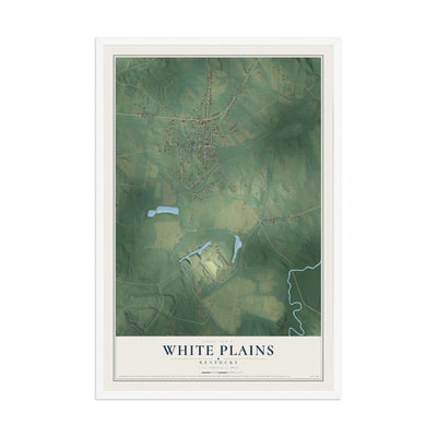 Map of White Plains, Kentucky, 12 x 18 inch print in a white wood frame